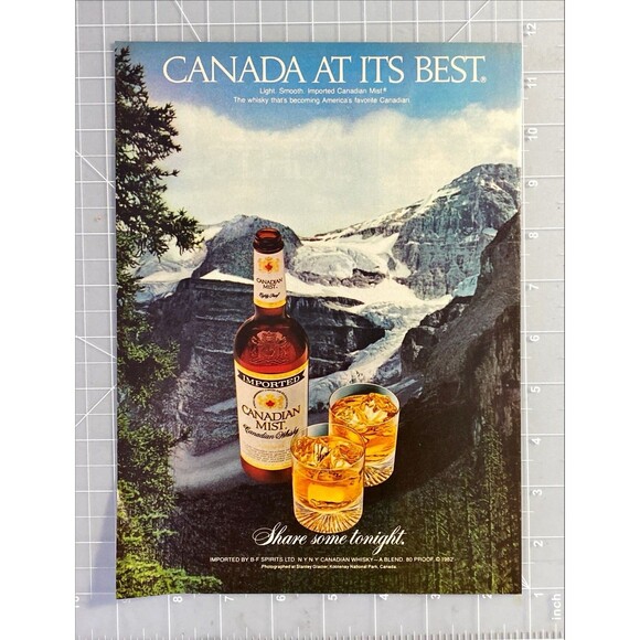 Canadian Mist Whisky "Canada at its Best: Mountains" Vintage Print Ad 1982 - Picture 2 of 3